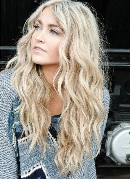 New Fashion Custom Long Beach Wavy Silk Full Lace Wig 100% Human Hair 22 Inches