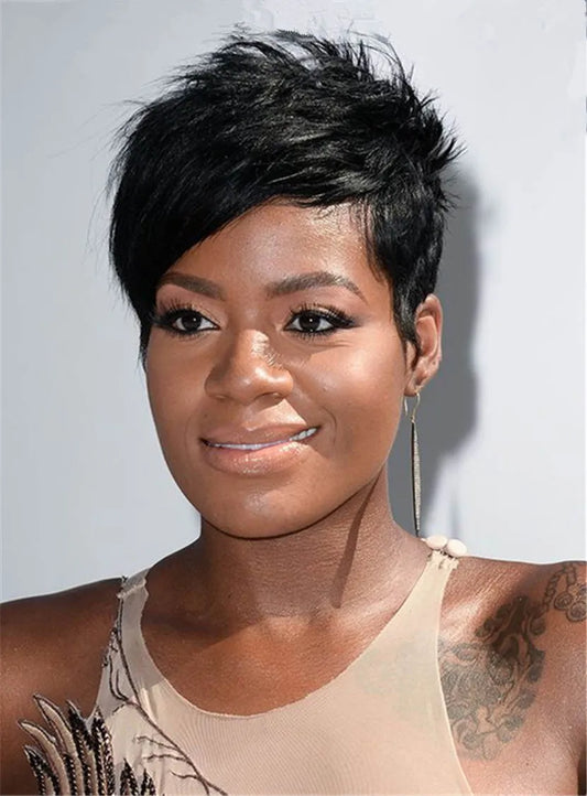 Fantasia Barrino Short Layered Side Part Bangs Pixie Synthetic Hair Capless Wigs 6 Inches