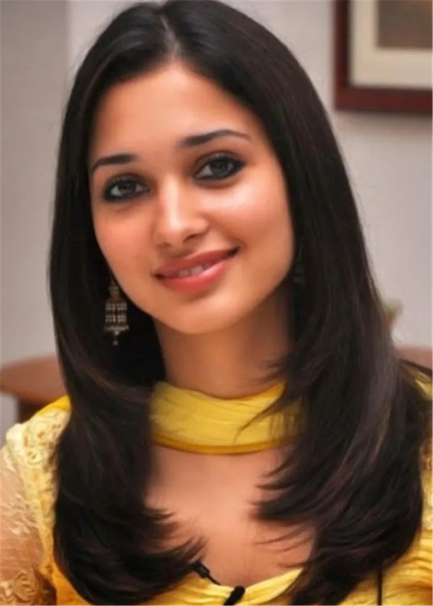 Indian Hairstyle Wavy Human Hair Women Capless Wig 20 Inces