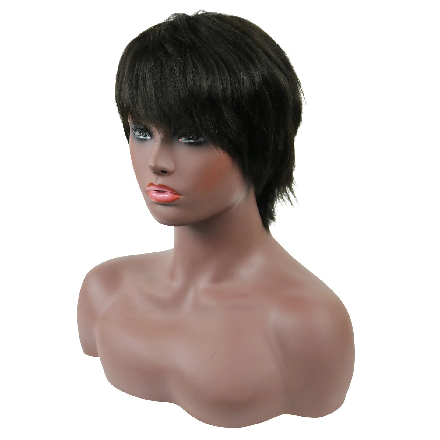 Nia Long Layered Short Straight Capless Human Hair Wigs 10 Inches