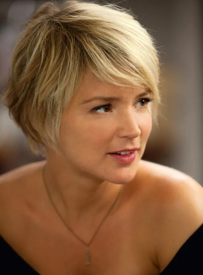 Pretty Amazing Smart Short Layered Cut 100% Human Hair Full Lace Wig