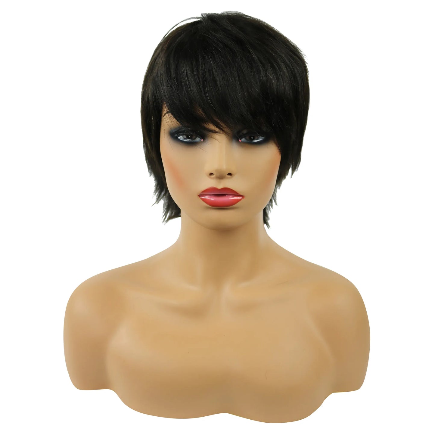 Nia Long Layered Short Straight Capless Human Hair Wigs 10 Inches
