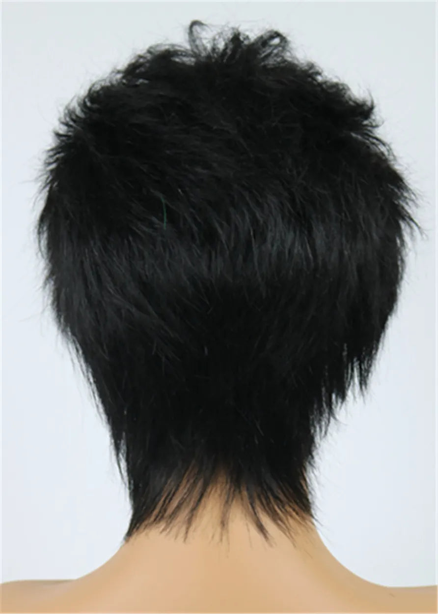Pixie Choppy Cut Human Hair Short Straight Capless Wigs