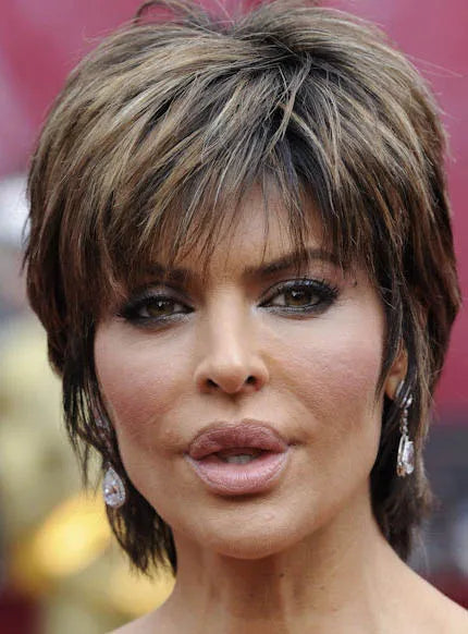 Latest Trend Short Layered Straight Lisa Rinna Hairstyle Capless Human Hair Wig 8 Inches