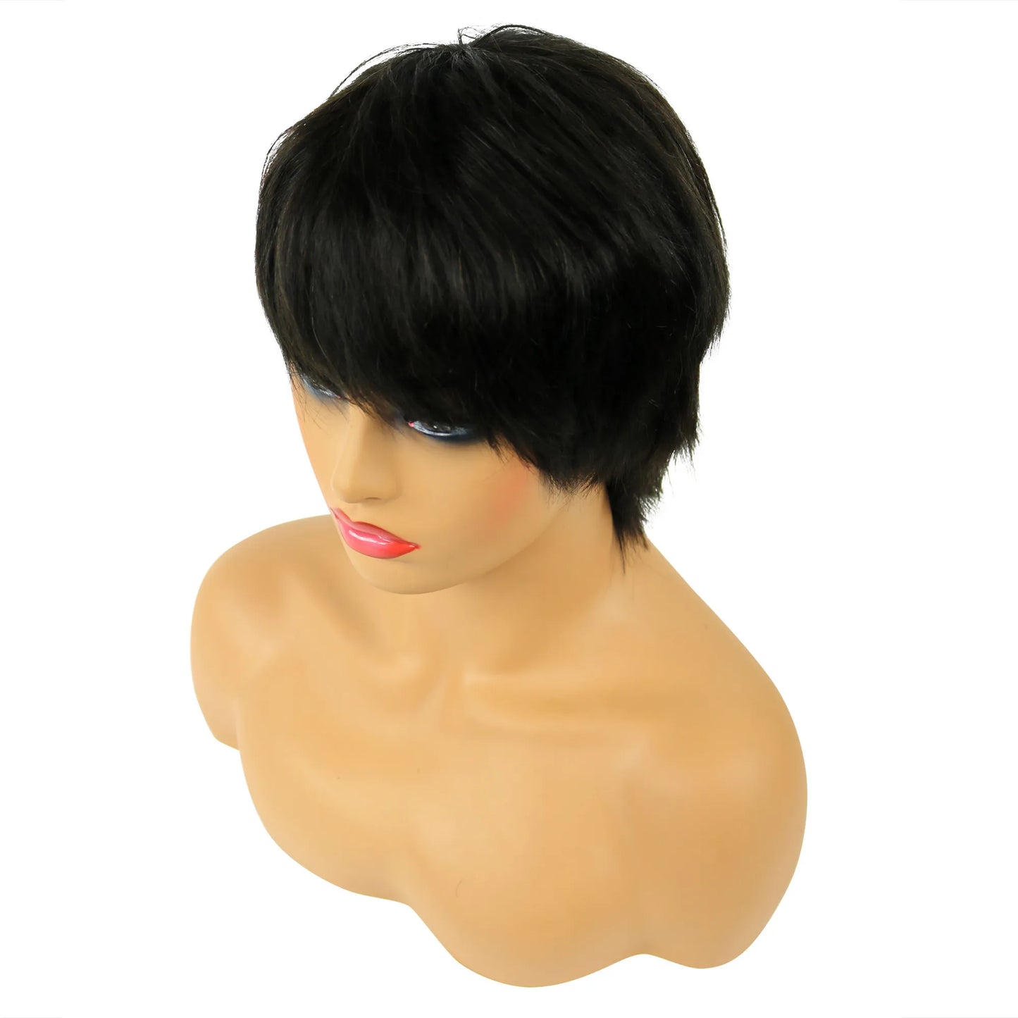 Nia Long Layered Short Straight Capless Human Hair Wigs 10 Inches