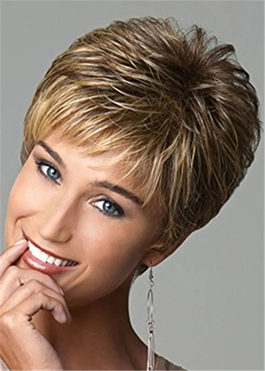 Short Cut Choppy Layered Human Hair Capless Wigs