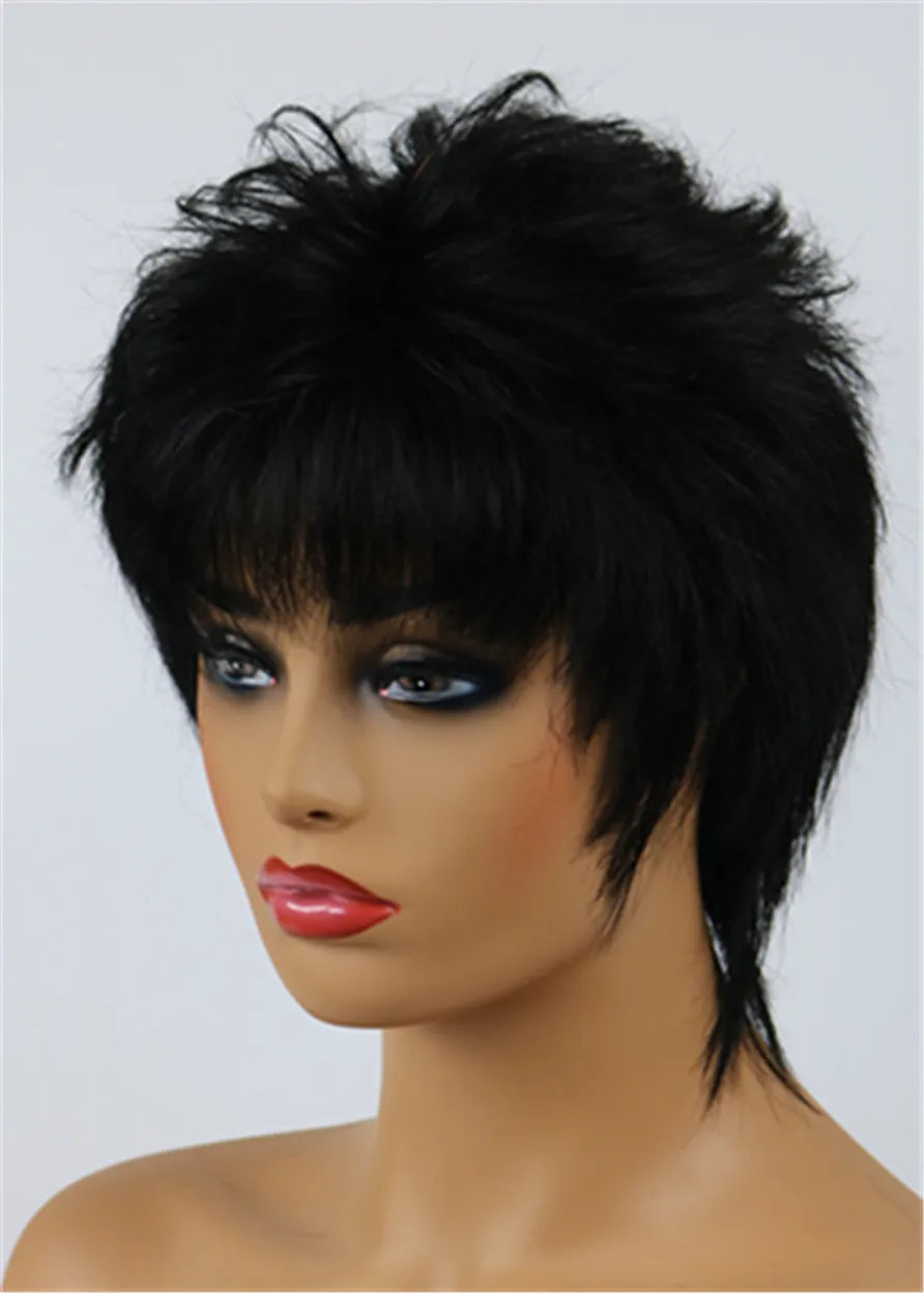 Pixie Choppy Cut Human Hair Short Straight Capless Wigs