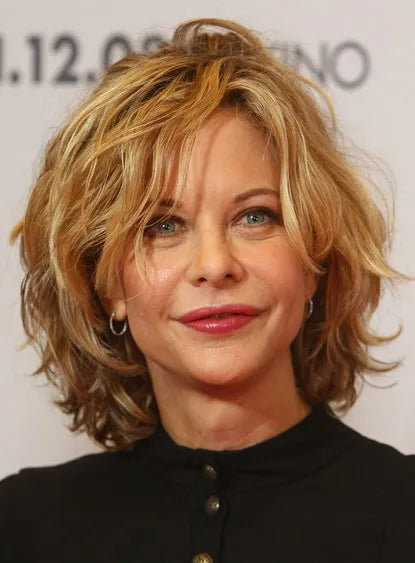 Messy Short Layered Wavy Human Hair Full Lace Wigs 10 Inches for Older Women