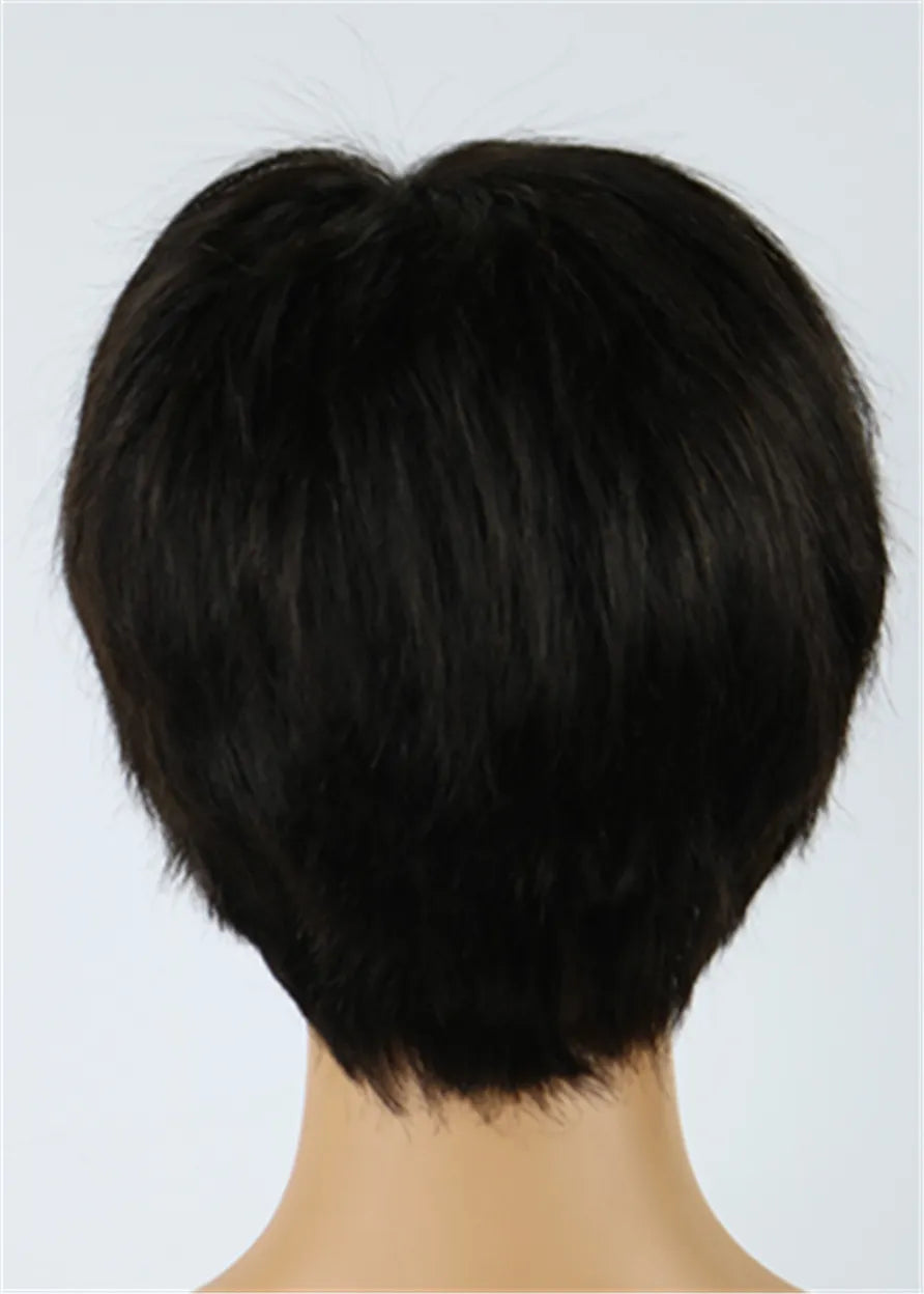 Jennifer Hudson Pixie Dark Brown Layered Celebrity  Short Natural African American Wigs Human Hair Full Lace 6 Inches