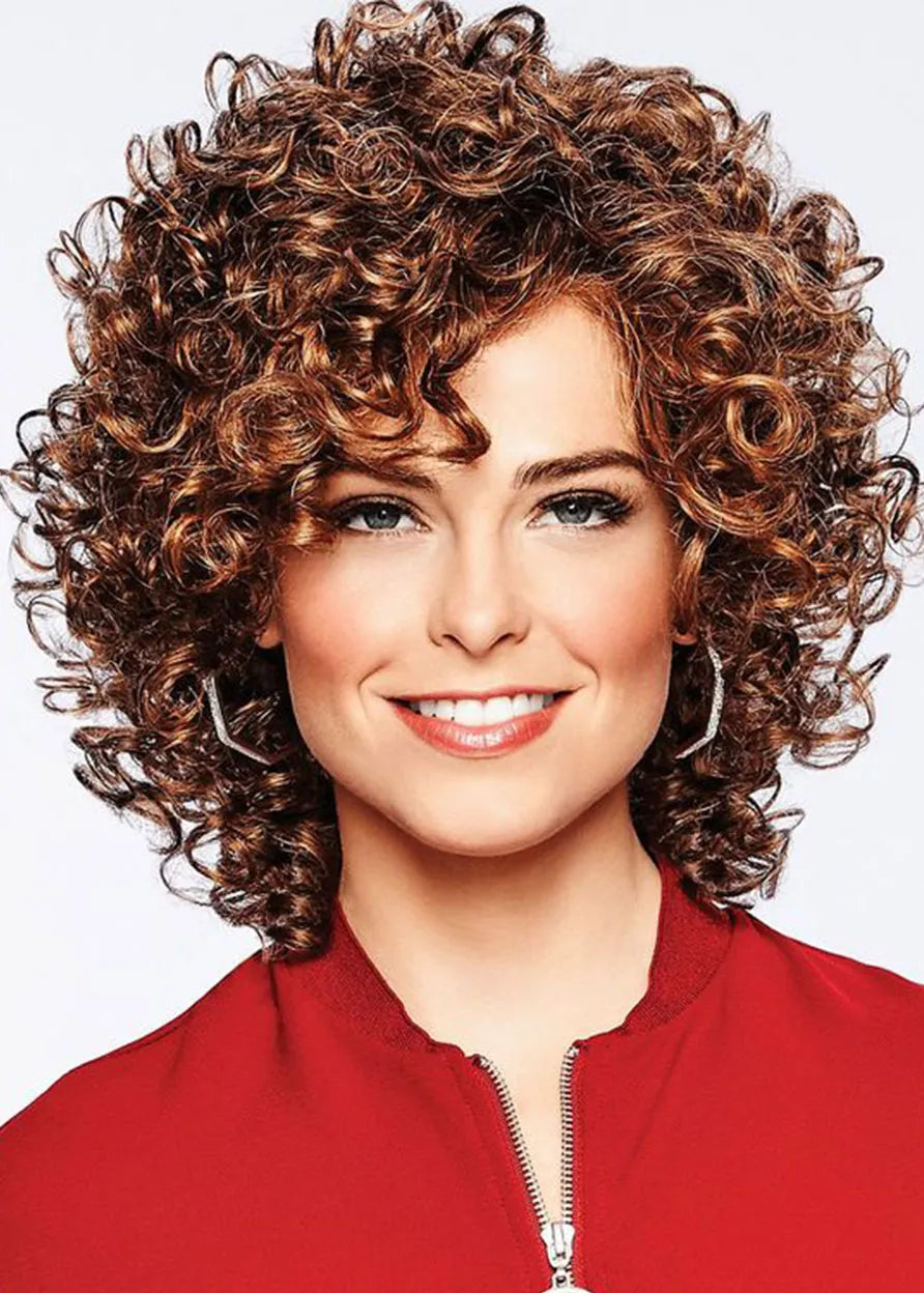 Sexy Women's Mid Length Curly Synthetic Hair Lace Front Cap Wigs 18inch