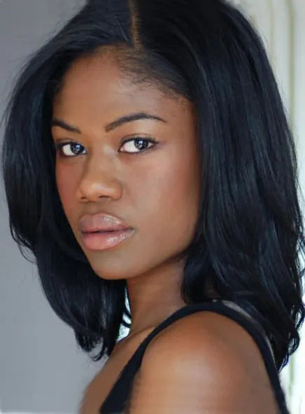 Medium Natural Straight Lace Front Synthetic Wigs 14 Inches