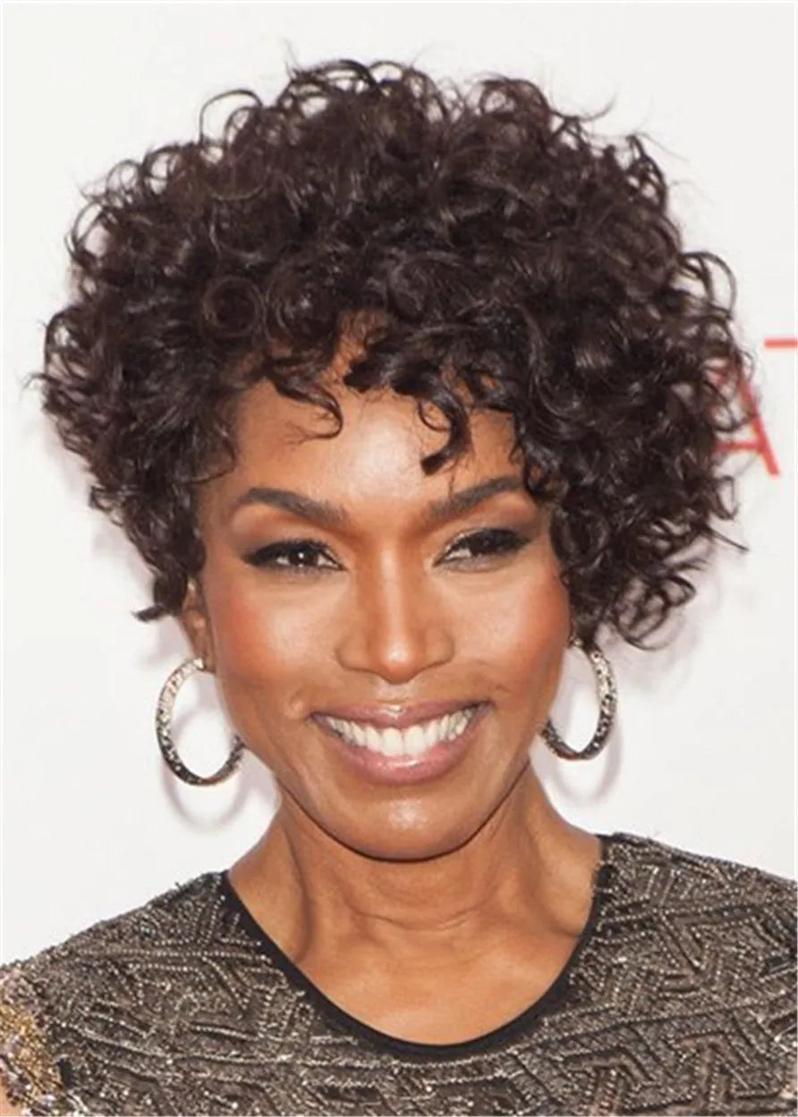 Angela Bassett Hairstyle Pixie Short Kinky Curly Human Hair African American Wig