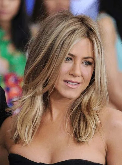 Jennifer Aniston Classical Layered Natural Straight Lace Front Human Hair Wig 16 Inches