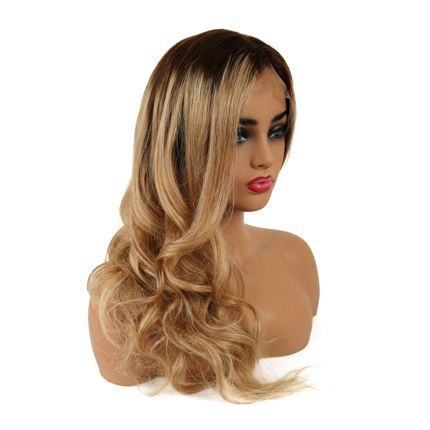 Attractive Ombre Long Wave 22 Inches Human Remy Lace Wig